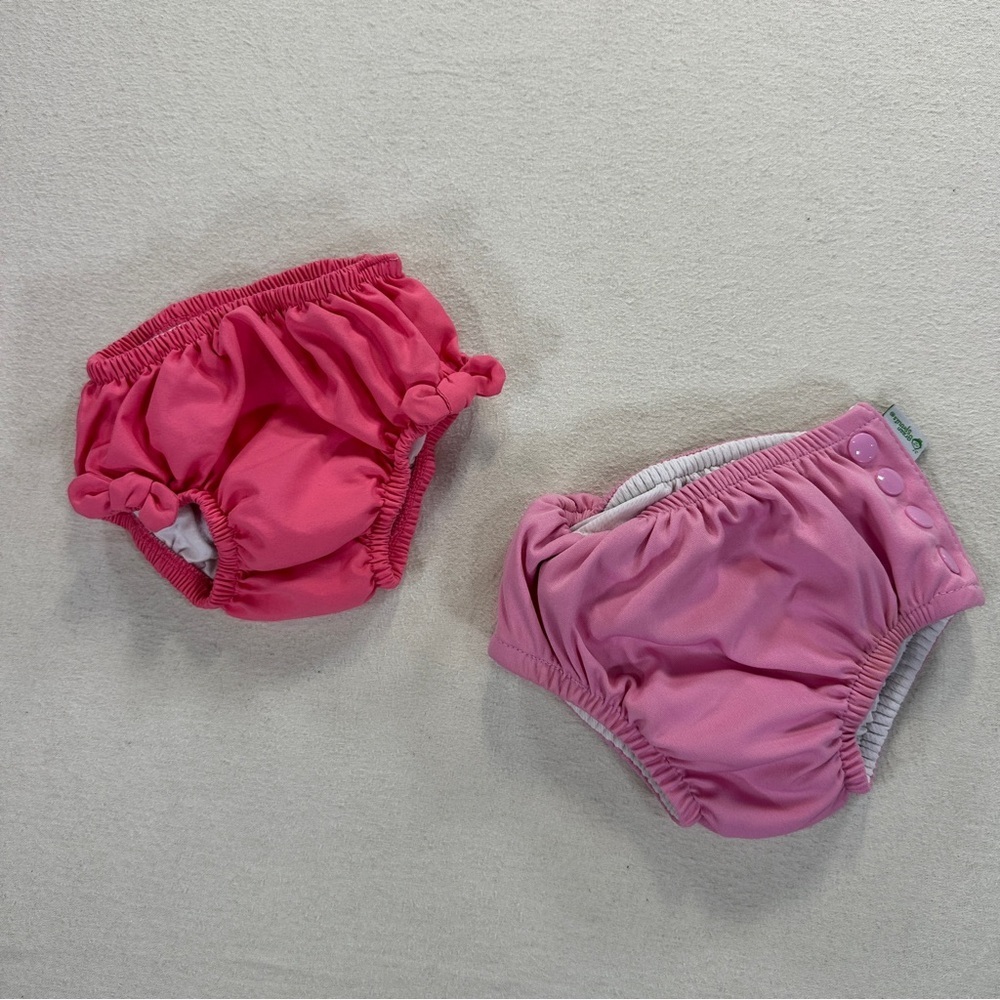 Dark Pink and Light Pink Girls Reusable Swim Diapers -2 Differwnt sizes
